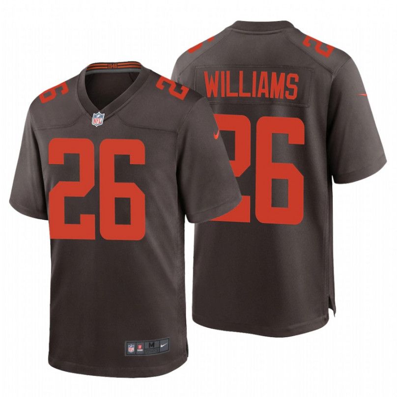 Men Cleveland Browns 26 Greedy Williams Nike Brown Alternate Game NFL Jersey